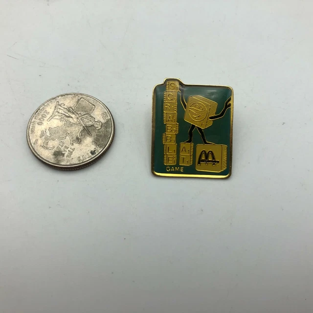 Scrabble Pin VTG MCDONALDS SCRABBLE Promo Employee Uniform Lapel Pin Anthropmorphic ...