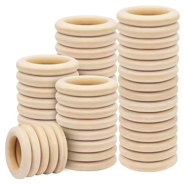 100 STÜCKE Natur Holzringe zum Basteln 55 Mm Spitzen Ringe Massiv  Ring2932