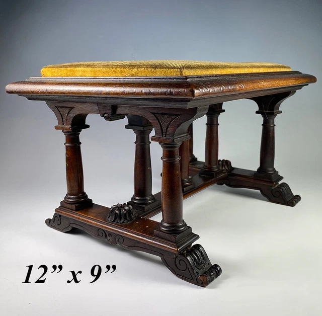 Antique French Hand Carved Walnut Miniature or Doll Furniture Desk or Foot Stool