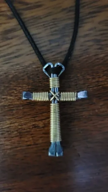 Horseshoe Nail Disciple Cross Necklace (Gold) Buy 3 Get 1 FREE!! Hand Made