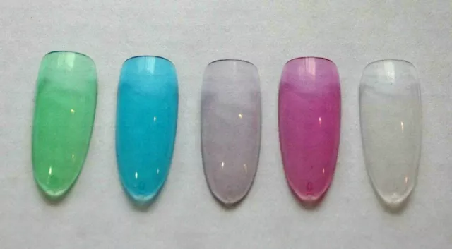 20 100 500 Full Cover Long OVAL Pre Shaped Clear False Tips Fake Glue On Nails