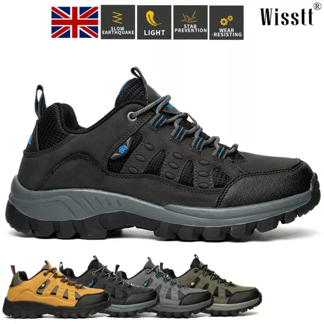 Mens Walking Trekking Trainers Shoes Hiking Boots Backpacking Leather Outdoor