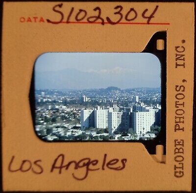 Lv6-235 Los Angeles City Skyline California Aerial Orig 35Mm Color Film Slide