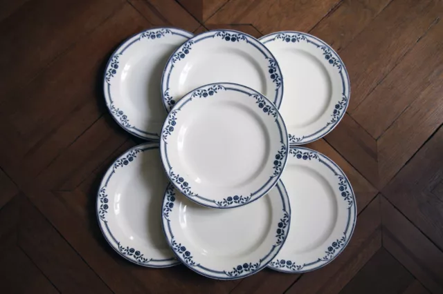 Lot 7 assiettes plates Terre de fer faïence ancienne Salins AB modèle Saussure