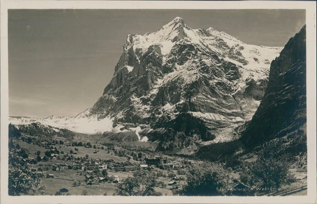 Tirage Albuminé Ancien Suisse Grindelwald Alpinistes Glacier - Circa 1870