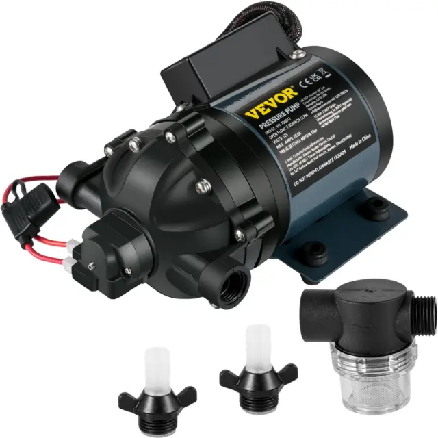 Washdown Pump, 12V DC, 7 GPM 60 PSI, Max. 10 Ft Lift Self Priming Water Pump, W/