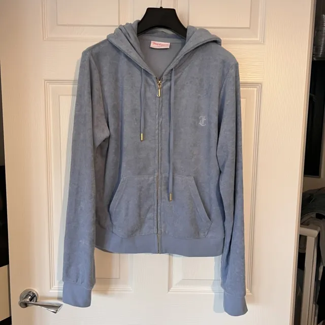 JUICY COUTURE SPORT Tracksuit Top Velour Terry Hoodie Light Blue Women's  Large £35.00 - PicClick UK