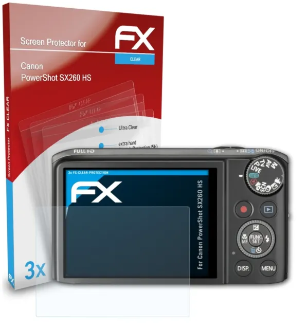 atFoliX 3x Screen Protector for Canon PowerShot SX260 HS clear