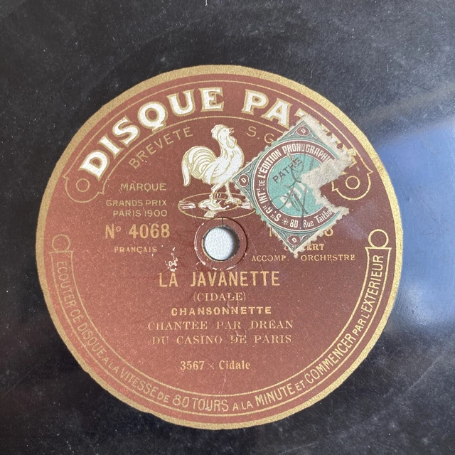 78 rpm Dréan La Javanette, Compagnie Bonjour. 4068 Pathé