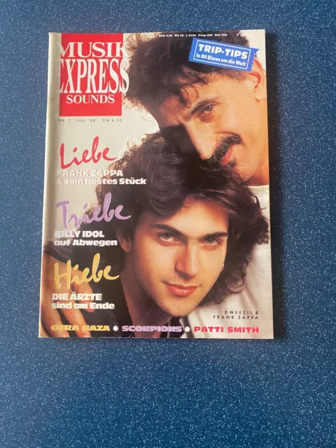 Musik Express Sounds Nr. 7-1988 FRANK ZAPPA, BILLY IDOL, SCORPIONS,OFRA HAZA