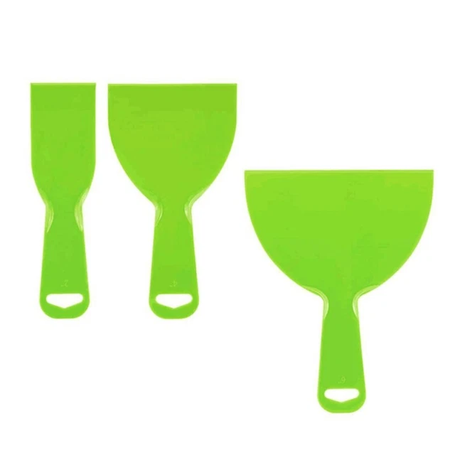 Reusable Plastic Putty Knife Set Green Flexible Scraper Tool Flexible Paint Scraper Tool For Decals Wallpaper Baking Wall And Car Putty Filler Re