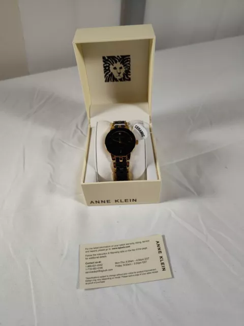 Anne Klein Women's Watch Gold Tone W/Black Dial New In Box