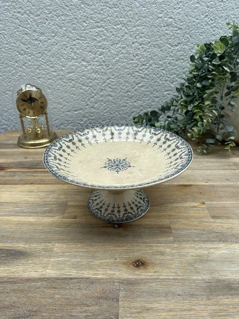 Serviteur De Toilette Ancien 4 Pièces Terre De Fer Motif Ronces - Faïence Bleue Française