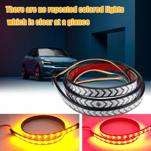 60" Triple Row Truck Tailgate Light Bar LED Strip Reverse Brake Turn Signal Lamp