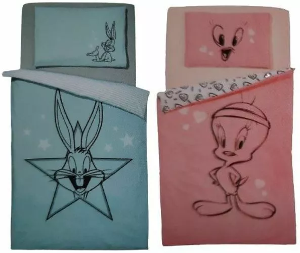 Looney Tunes Baby Bettwäsche Set 3 teilig 100 x 135 cm Tweety, Bugs Bunny