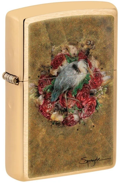 Zippo Windproof Lighter Brushed Brass Spazuk Stork 2022 GENUINE New & Boxed