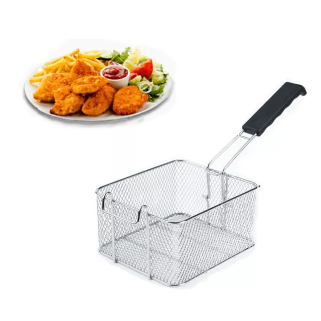 Stainless Steel Frying Basket Oil Screen Food Chip Pan Fryer Strainer Cook Tool 2