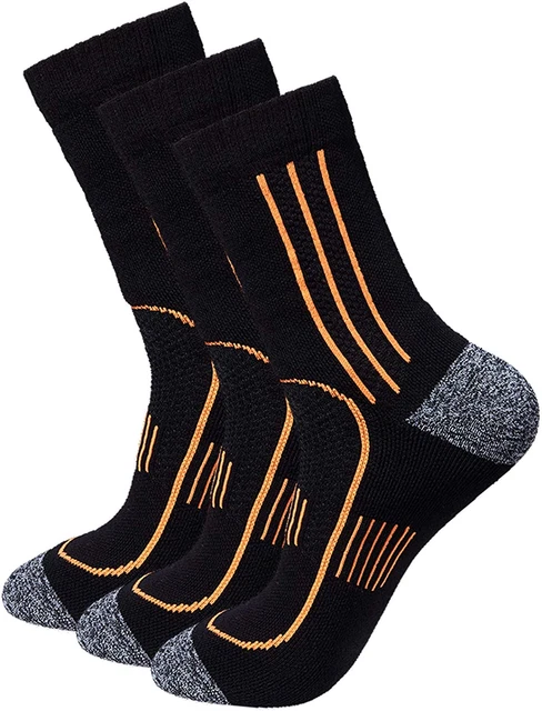 Men'S 3-Pack Black Cushioned anti Odor Blister Resistant Crew Compression Hiking
