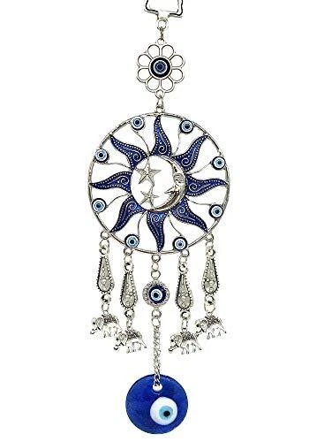 Turkish Blue Evil Eye Protective Wall Hanging Decor Amulet Ornament with Pouch