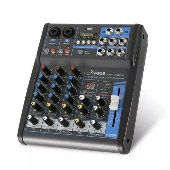 Pyle 4-Ch Bluetooth Studio Mixer DJ Controller Audio Console System - Black