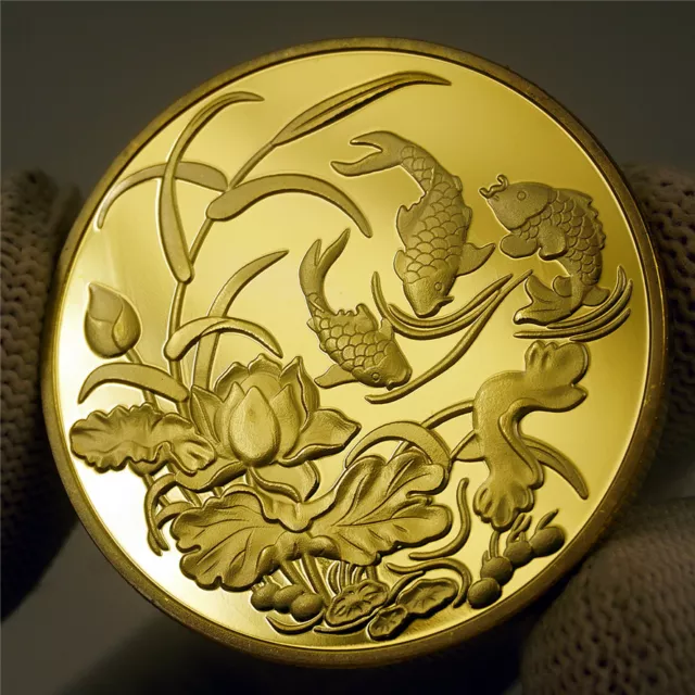 NEW YEAR Chinese Koi Fish Geomancy Fortune Love Luck Wish Token Coin Collection