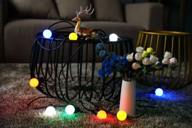 Extendable Multi-Colour LED G45 Garden 15-Bulb Christmas Outdoor/Indoor Lights
