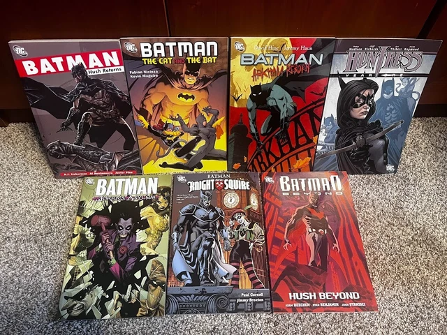 7 Batman TPBs: Hush Returns, Cat & Bat, Arkham Reborn, Huntress, Joker's Asylum+