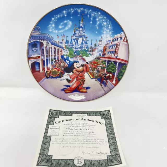Collector Plate Walt Disney World 25th Anniversary Main Street USA #1 OF 12 COA