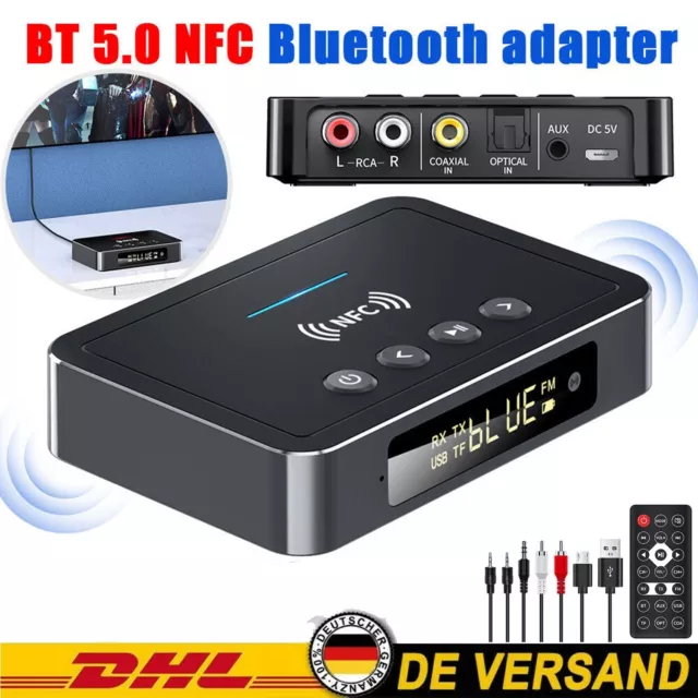 Wireless Bluetooth 5.0 Audio-Transmitter NFC Receiver Stereo HiFi Adapter AUX DE