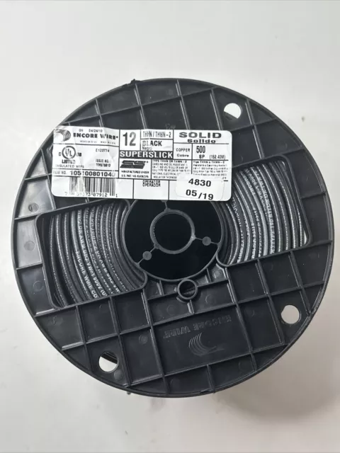 Encore Wire 500 ft. 12 AWG Solid Copper BLACK THHN, THWN