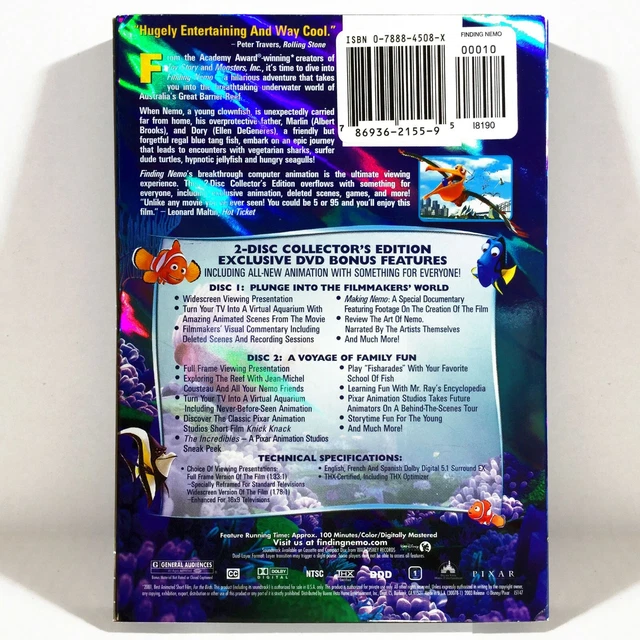 Walt Disney's -Finding Nemo (2-Disc DVD, 2001, Collector's Ed) Brand New w Slip! 2