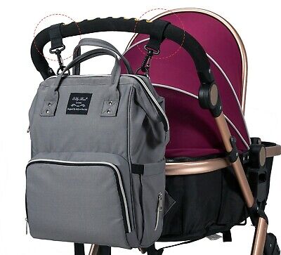 SoHo Ellie & Luke Metropolitan Gray Stroller Diaper Bag Backpack New 5 Piece Set