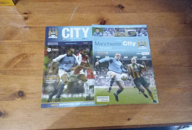 2x Manchester City Vs Arsenal Programmes 00/01 And 02/03