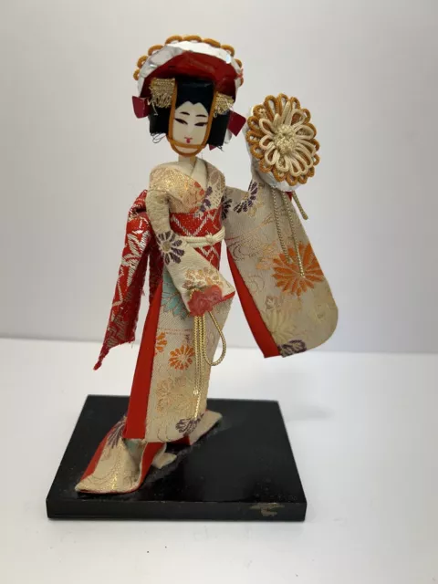 Vintage Japanese Geisha Doll Figurine Kimono Cloth