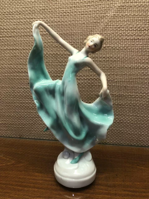 Vintage/Antique Art Deco Porcelain Dancing Lady Figurine Marked Foreign 8456