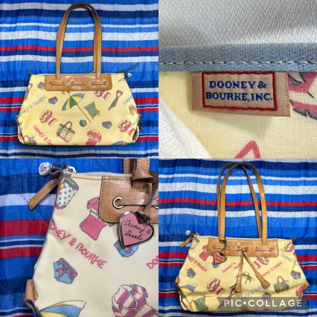 Dooney & Bourke Miami Beach Leather Coated Canvas Rainbow Zip Shoulder Bag Purse