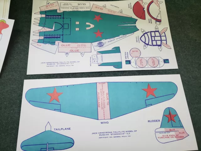 Airplane Toy Jack Armstrong Tru-Flite Model Of Russian Stormovik GM Cereal 1944