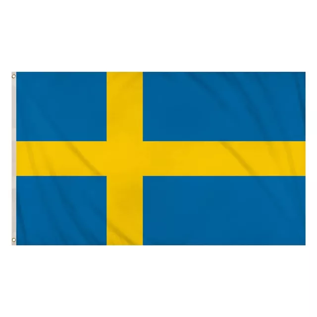 Large 5Ft X 3Ft Sweden Flag Uk Swedish National Banner Colour Brass Eyelets