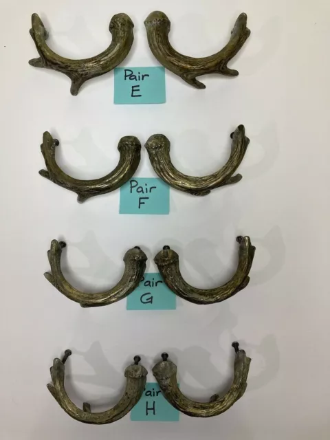  Cabin Lodge Cabela Antler Drawer Pull 8 pcs Lot E-H Antique Brass Heavy READ 