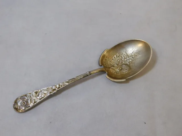 Gorham Sterling Silver Berry / Strawberry Casserole Spoon  Eglantine 6 1/8"