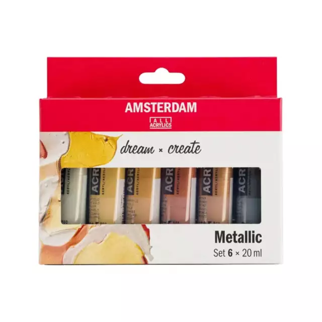 Amsterdam Acrylic Paint Set 6 Pack - Metallic