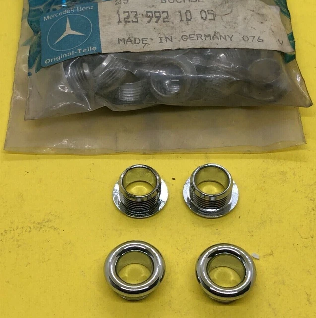 NEW Genuine Mercedes W123 W126 Set of 4 Door Lock Knob Chrome Bezel Trim Ring