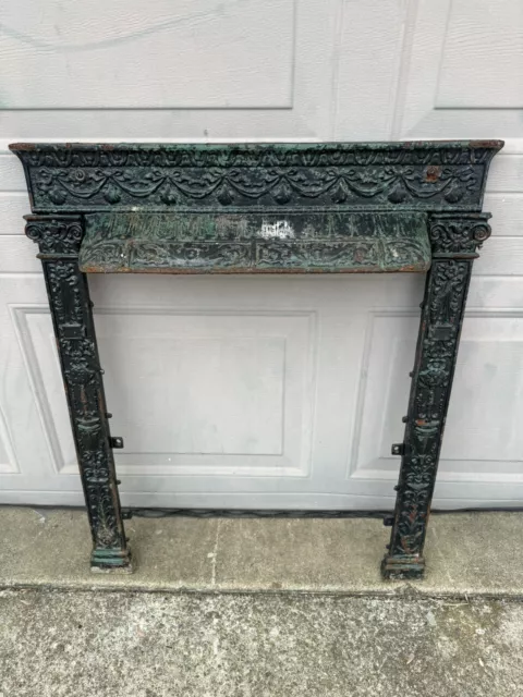 Vintage Very Ornate Early 1900s Cast Iron Fireplace Surround (Unusual)