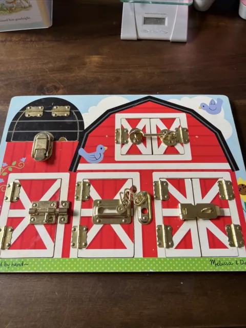 Melissa & Doug #8883 "Latches Barn" Wooden Activity Board Handcrafted Toy