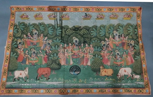 Pichwai, Indien, großer Tempel-Wandbehang, der Gott Krishna