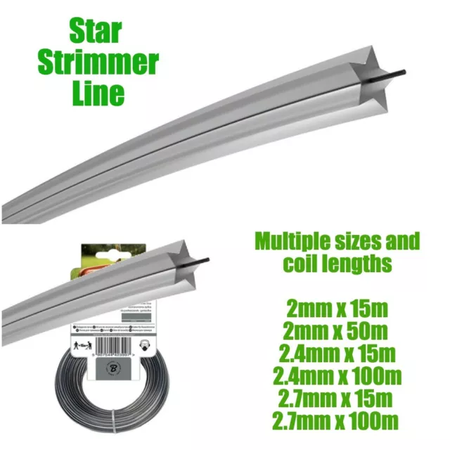 2mm X 15m HEAVY DUTY STAR STRIMMER LINE FOR PETROL STRIMMERS WIRE CORD