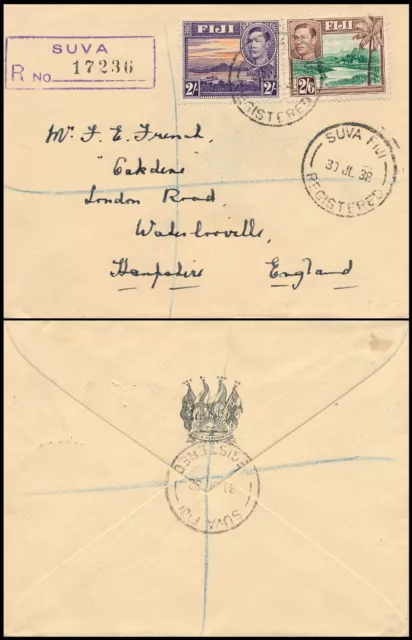 British Fiji, Suva 1938, Nice Registered Cover To Great Britain. #A985