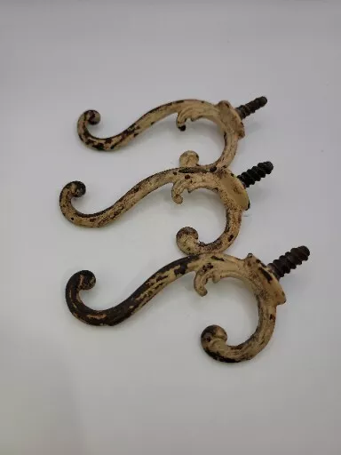 Set of Three Iron Ornate Coat Hooks