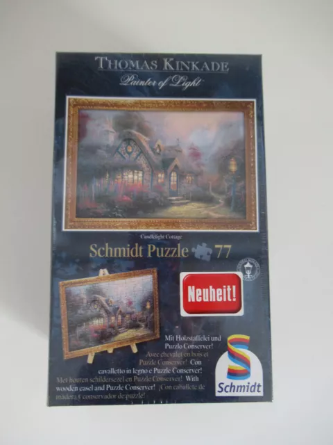 OVP *NEU* 77 Teile Thomas Kinkade mit Staffelei und Puzzlekleber Schmidt Cottage