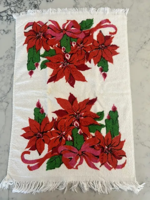 Vintage Holiday Royal Terry Poinsettia Christmas Terrycloth Hand Dish Towel
